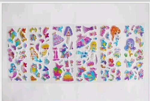 2 Sheets Puffy Dress-Up Doll Mermaid Stickers