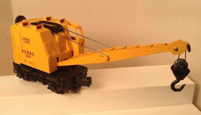 LIONEL 3360 1957 MOTORIZED UNIT Operating Burro Crane C-7+ COLLECTOR QUALITY
