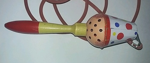 Tin Musical Made in Japan Pat. P. 53969 Rare Intact Rubber Rope 1950's Wood