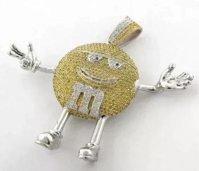 2.40 Ct Round Lab-Created Men's Charm Pendant 14K White Gold Plated
