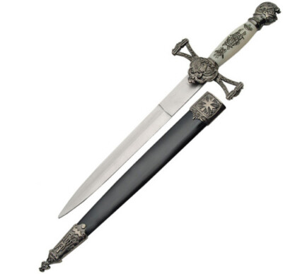 China Made Knights Dagger 12 1/4'' overall. 8'' stainless double edge dagger blade