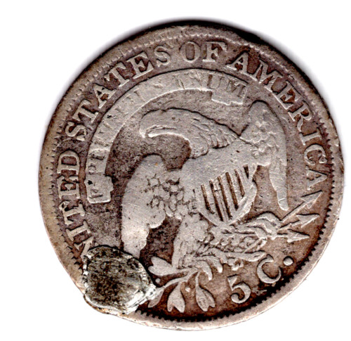 1832 Capped Bust Silver Half Dime - VF - Detail:  Holed