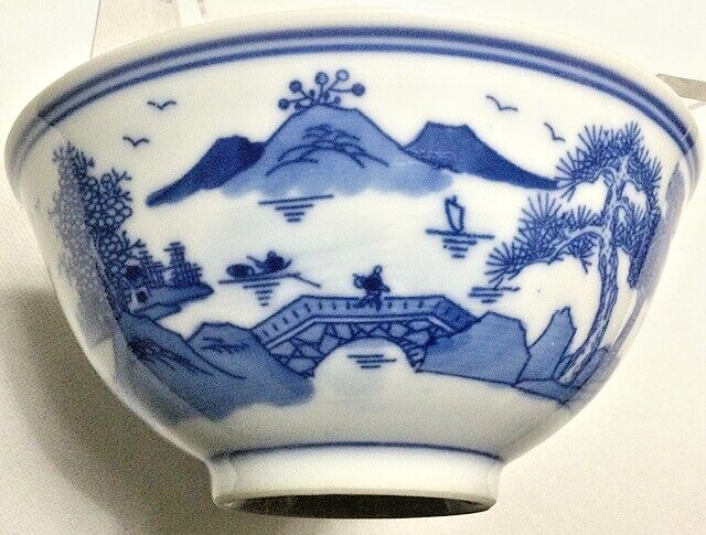 Chinese Blue Canton Porcelain Hand Painted 10-pc. 4 1/2" Rice Bowl Set