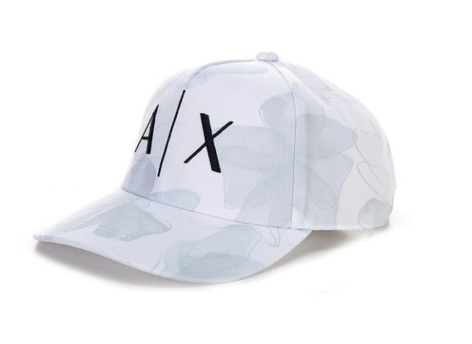 Armani Exchange Men’s Logo Baseball Cap White Floral, OS Fits Most, Hat