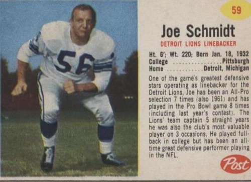 1962 Post Joe Schmidt #59