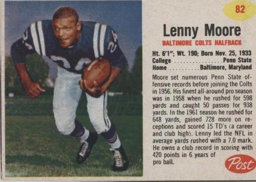 1962 Post Lenny Moore #82