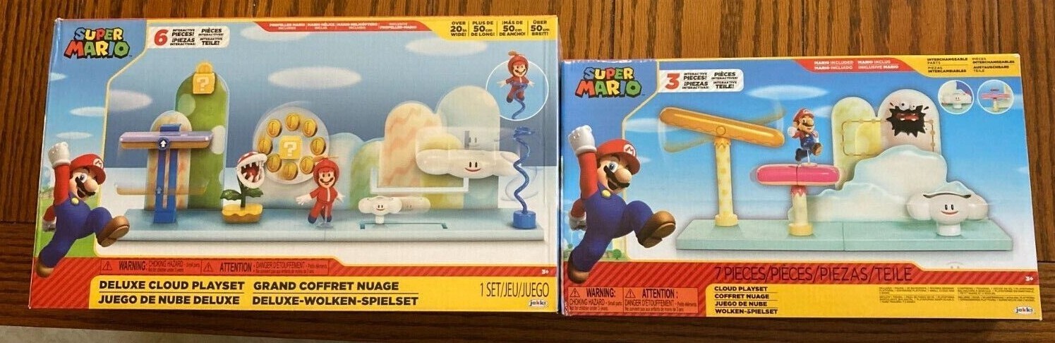 NINTENDO SUPER MARIO REGULAR & DELUXE CLOUD PLAYSET LOT OF 2 NINTENDO SUPER MARIO REGULAR & DELUXE CLOUD PLAYSET LOT OF 2