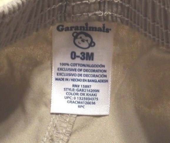 Granimals Kahki  shorts 0-3 months old new without tags