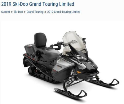 2019 Ski Doo Grand Touring Limited 600R E-Tec Grey/Black