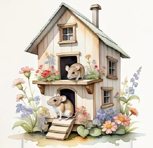 Two Story Mouse House - Reusable Outlet Decal 5.9" x