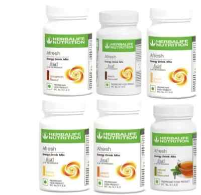 Herbalife Afresh Energy Drink Mix Tea in All Flavors Combo Pack of 6 Bottles