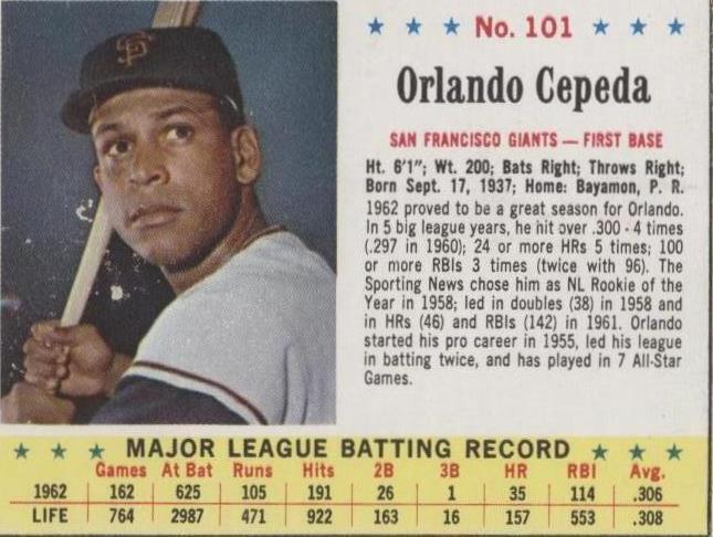1963 Jell-O - Orlando Cepeda #101
