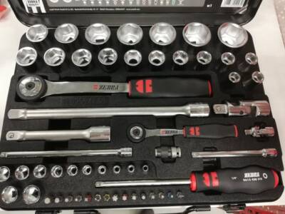 Wurth Zebra 1/4 Inch And 1/2 Inch Socket Wrench Assortment 56 Pieces