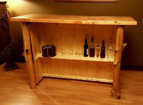 Rustic Cherry Log Bar, man cave, hand picked and peeled, cabin,  solid wood