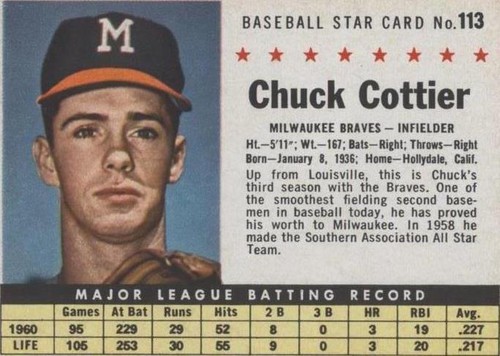 1961 Topps #13 Chuck Cottier EX - NM+ | eBay