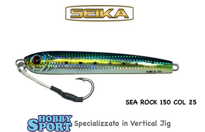 VERTICAL JIG SEA ROCK SEIKA 150 GR COL 25 BLUE CON ASSIST HOOK PESCA MARE CERNIA
