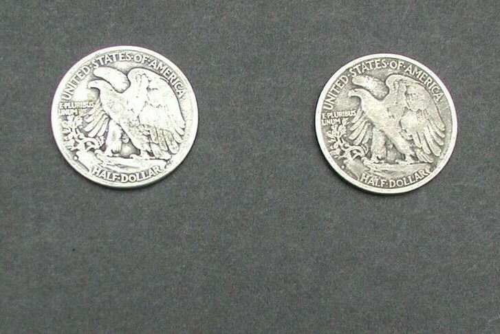 2 LIBERTY HALF DOLLARS: ($.50) Circulated, 90% Silver, 1934, 1943, 