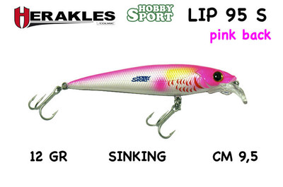 HERAKLES LIP 95 S  Col. PINK BACK  12 GR SINKING ARTIFICIALE 95 mm x SPIGOLA