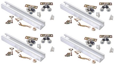 (4) L E Johnson 100721DR 72'' HD  Aluminum Single Pocket Door Track Hardware Kits