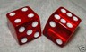 LARGE 3/4" SQUARE rED TRANSPARENT DICE PAIR