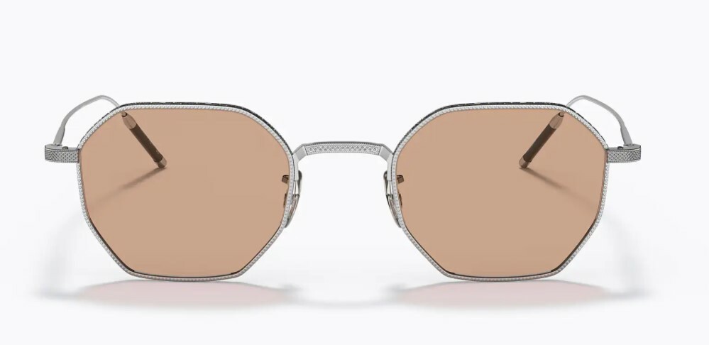 Pre-owned Oliver Peoples 0ov 1299t Tk-5 5254 Brushed Silver Titanium Unisex Eyeglasses In Dusk Beach