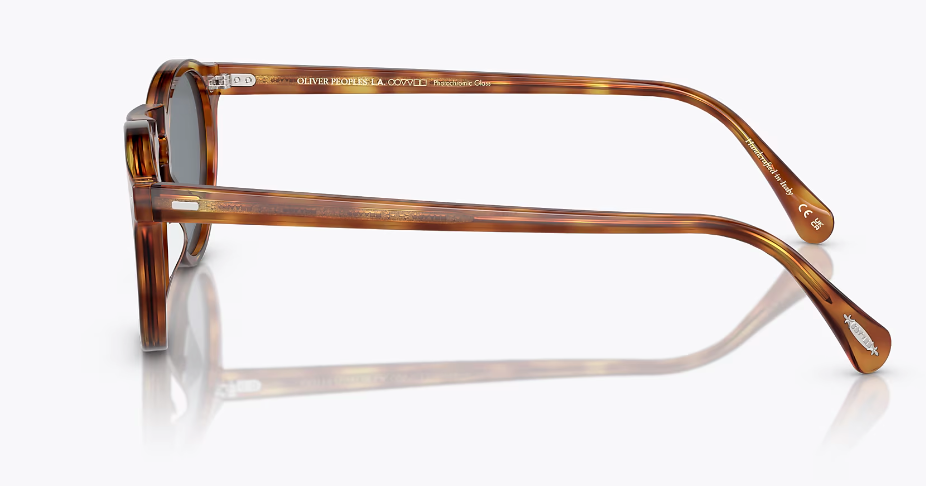 Pre-owned Oliver Peoples Gregory Peck Sun 47mm Semi-matte Lbr /blue Photochromic In Gold