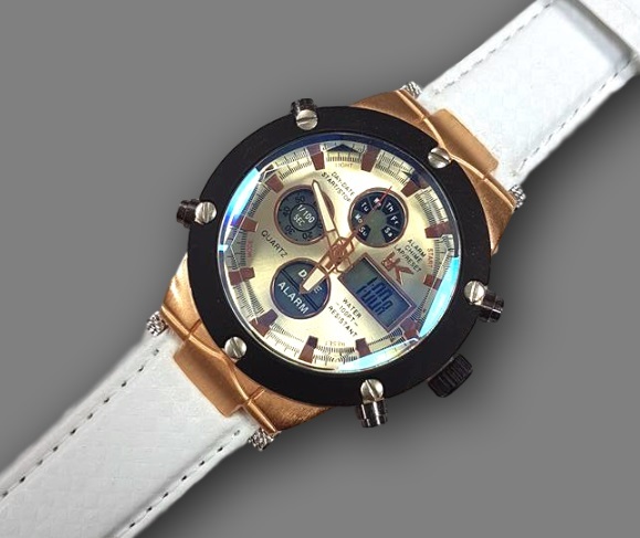 Orologio Polso YK B202 Uomo Analogico Digitale Cronografo Data Sveglia Bianc lac