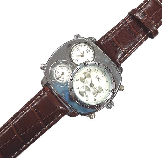 Orologio Polso YK Giovane Uomo Analogico Quarzo Data Elegante Moda Marrone lac