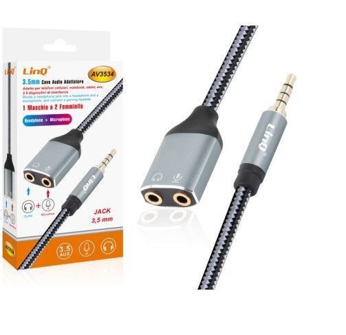 Cavo Adattatore Audio Da Jack Maschio A 2 Jack 3,5mm Femmina Av3534 linq