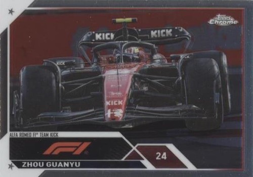 2023 Topps Chrome Formula 1 Checker Flag X-Fractors #58 Zhou