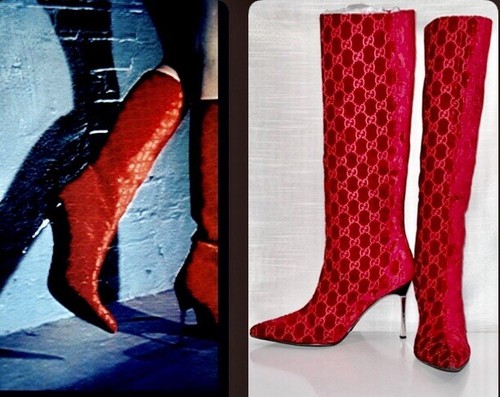 GUCCI Logo Guccissima Red Velvet Boot TOM FORD A/W 97 Ad GUCCI Logo Guccissima Red Velvet Boot TOM FORD A/W 97 Ad
