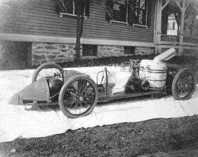 Stanley Steamer driven Louis S Ross racing events Ormond Beach FL - Old Photo