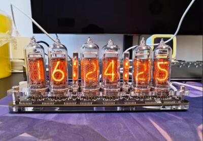 IN-14 6 Digit Nixie Tube Clock Desktop Clock Advanced Remote LED Colorful Light