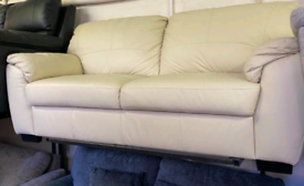 Cream Sofa Settee Leather only £195. RBW Clearance Outlet Leicester or
