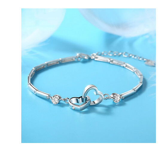 Herz Armband Silber 925 Herz mit Kette  