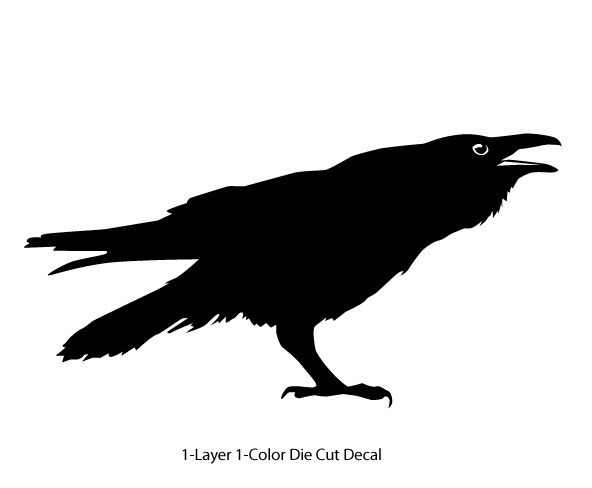 Wildlife - Birds - Cawing Raven/Crow/Corvid #1- 6Yrs Outdoor Vinyl Decal Sticker