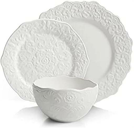 Laurie Gates 268514 Madeira Heritage 3-Piece Place Setting White