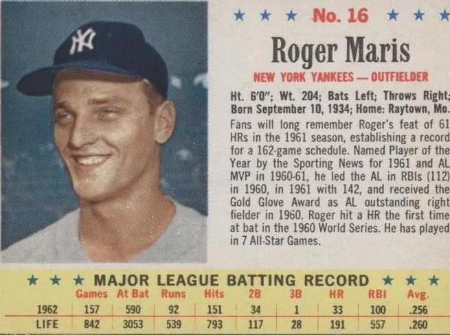 Correo 1963 - Roger Maris #16
