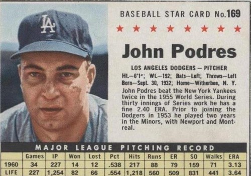 1961 Post - Johnny Podres #169