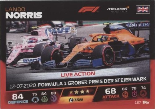 2021 Topps F1 Turbo Attax - Lando Norris #137
