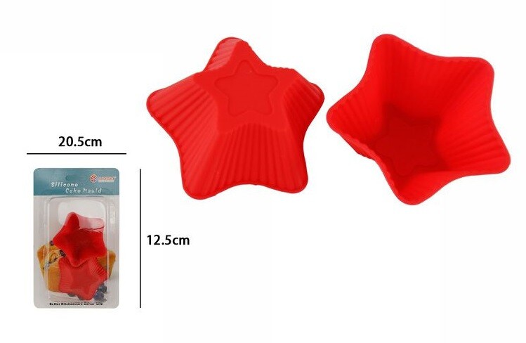 Set 2 Stampi Formine Silicone Pirottini CupCakes Dolci Muffin Forma Stella dfh