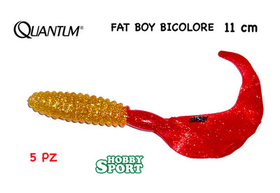 QUANTUM FAT BOY 11 CM BICOLORE RG CODA PIATTA SILICONICO SPINNING BLACK BASS 5PZ