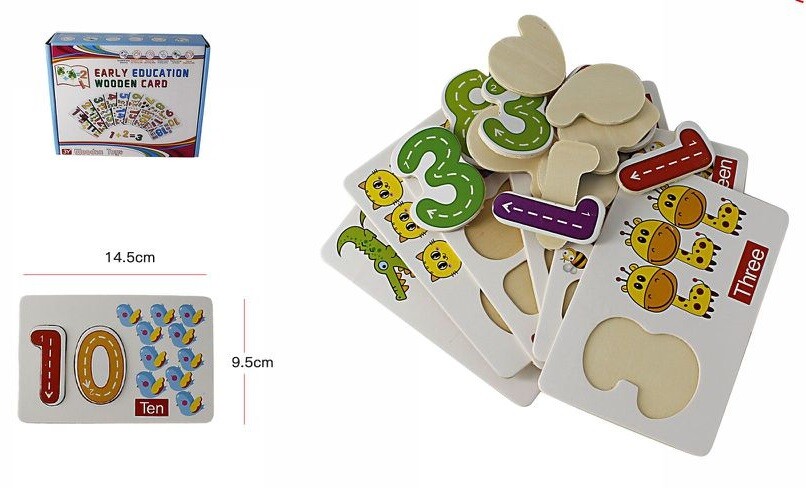 Gioco Educativo Puzzle Legno Bambini Imparare Inglese Numeri Animali 64978 dfh