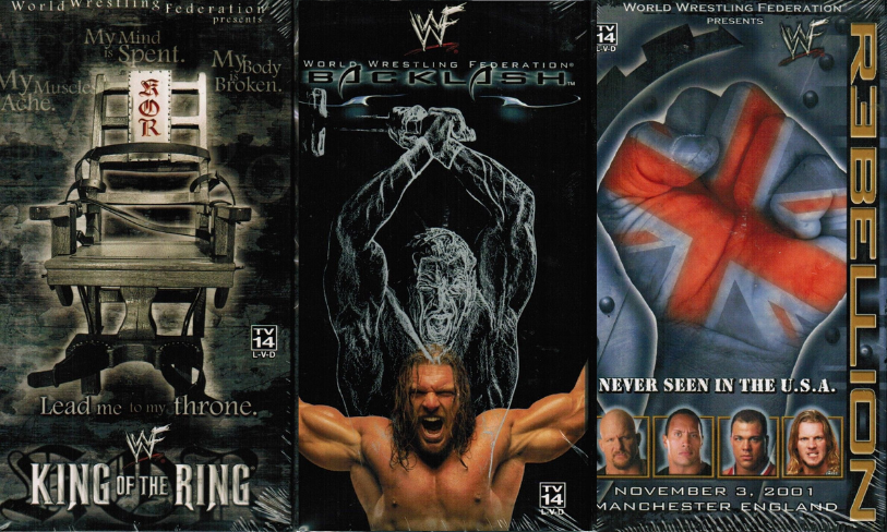 3 New WWE WWF Wrestling VHS Lot Rebellion Backlash King of