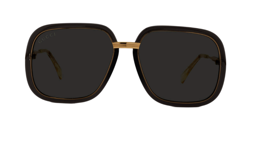 Pre-owned Gucci Epilogue Gold Gray Rectangular Oversized Gg0905s 001 Retro Sunglasses