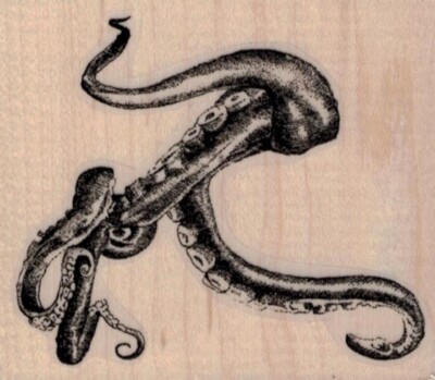 Octopus Tentacle 3 x 2 1/2'' Rubber Stamp, Marine Life Stamp, Octopus Stamp
