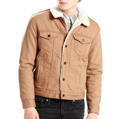 

НОВАЯ МУЖСКАЯ КУРТКА LEVI-#39;S PREMIUM BUTTON UP FLANNEL SHERPA TRUCKER 163650017, Бежевый