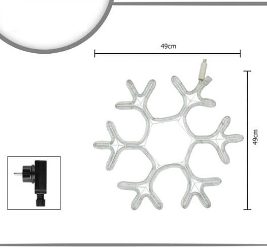 Fiocco Di Neve Con Led Luce Fredda 49x49cm Decorazione Natale dfh