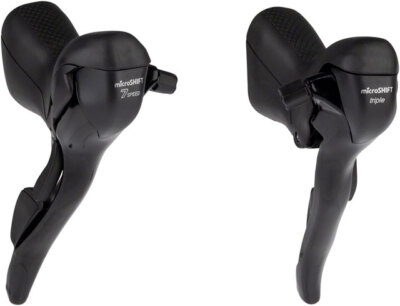 microSHIFT R7 Drop Bar Shift Lever Set - 3 x 7-Speed, Standard Reach, Shimano Co