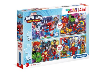 Puzzle 4w1. Supercolor. Bohaterowie Marvela